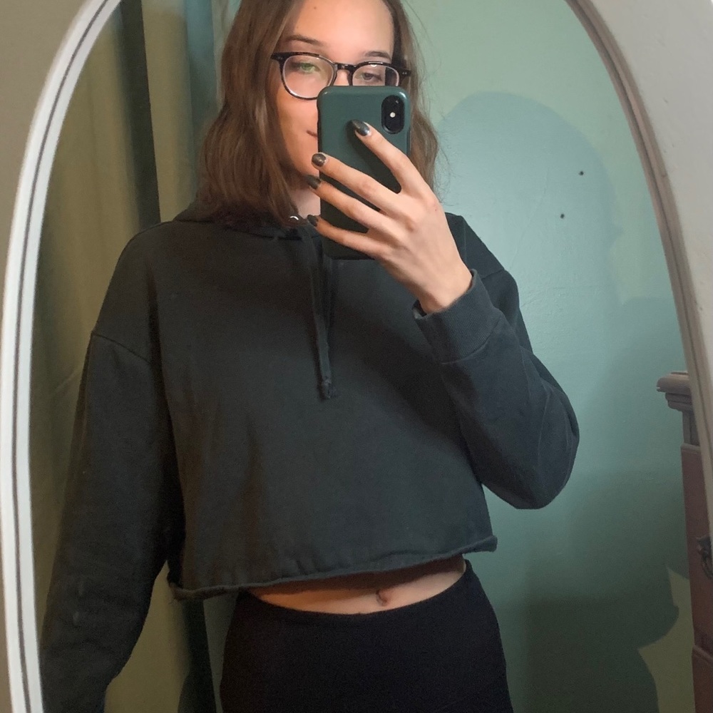 Forest green cropped hoodie - Picture 1 of 4